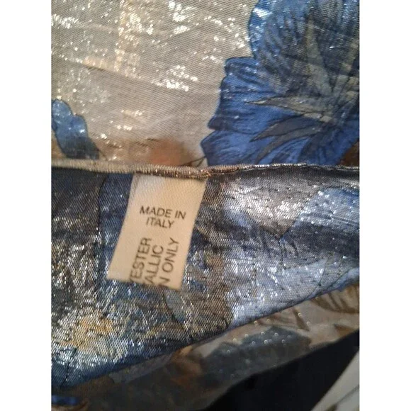 Italian Metallic Floral Scarf, - Picture 3 of 3